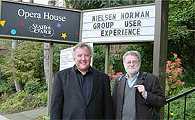 Photo of Tog and Don in front of the Opera House at the Seattle Center